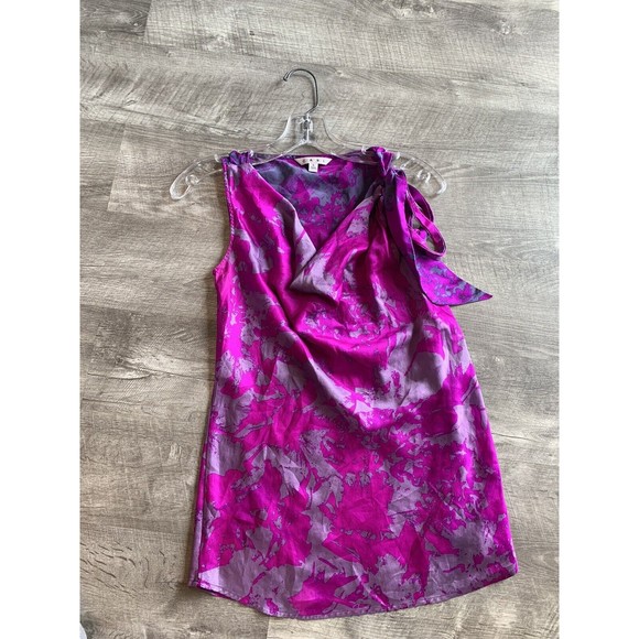CAbi Top Size small Pink Purple Abstract Sleeveless Silk Blouse Career Dressy - Picture 10 of 15